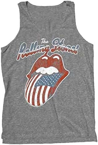 Rolling Stones American Tongue Mens Grey Tank Top (Large)