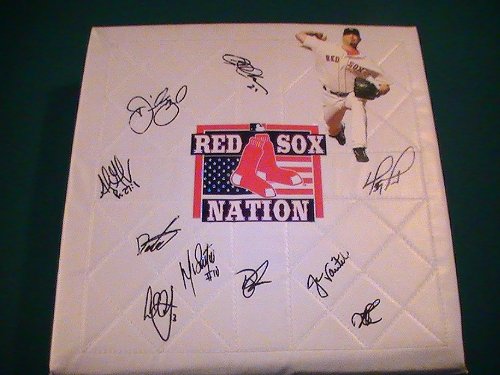 2010 BOSTON RED SOX TEAM SIGNED AUTOGRAPHED BASEBALL BASE TERRY FRANCONA,DAVID ORTIZ, CARL CRAWFORD, DIASUKE MATSUZAKA, ADRIAN GONZALEZ, DUSTIN PEDROIA, JASON VARITEK COA + PROOF PHOTO