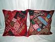 Designer Beaded Cushion Cover 2 Cerise Pink Patchwork India Toss Pillows