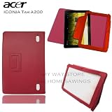 acer ICONIA TAB A200 PUレザーケース (Soft PU Leather Case) スタンド機能付き【 high quality Red(赤)】