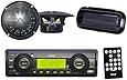 Indash Marine Radio 200W SD Card USB Input 4" Black Round Speakers Stereo Cover
