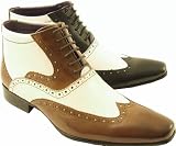 Mens Leather Rock N Roll 1950s Full Brogues Ankle Boots