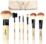 Shany Bamboo Brush Set with Premium Synthetic Hair, Bamboo Handles and Cotton Pouch