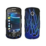 Black Blue Flame Rubberized Snap on Design Hard Case Faceplate for Samsung  ....