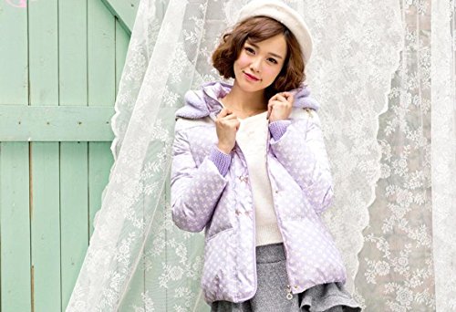 ダウンジャケット ダウンコート ダウンフェザー ダウンコート　ダウンジャケット　ショートコート　カシミヤ　フード付　エレガント　雪　氷　可憐　可愛い　オシャレ　キュート パープル (オリジナル・ロゴスブレスレット(茶)とサシェセット)