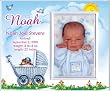 New Baby Boy Personalized Birth Announcement Keepsake Picture Frame Gift - Carriage