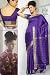 Purple Art Silk Saree Sari fabric India Golden Border