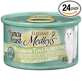 Fancy Feast Gourmet Cat Food, Yellowfin Tuna Florentine in Sauce with Garden Greens, 3-Ounce Cans (Pack of 24)