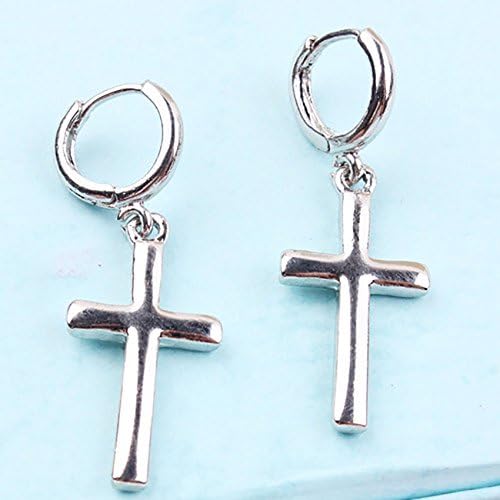 CHIC Men Women Stainless Steel Dangle Cross Ear Stud Hoop Huggies Earring Punk