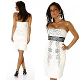 Robe de cocktail exclusif Corsets en couleurs Blanc Noir (4886)