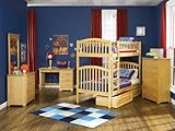 Twin/Twin Richmond Bunk in Natural Maple with Raised Panel Bed Drawers by Atlantic Furniture