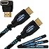 Twisted Veins 50' High Speed HDMI Cable + Right Angle Adapter and Three Micro Velcro Cable Ties (Latest Version Supports Ethernet and Audio Return)