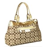 【COACH・コーチ】ペネロピ シグネチャー ラージ ショッパー トートバッグ カーキ×メタリック(F15534)BKHM9 110307