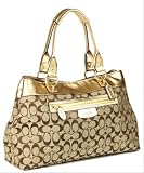 【COACH・コーチ】ペネロピ シグネチャー ラージ ショッパー トートバッグ カーキ×メタリック(F15534)BKHM9 110307 コーチ バッグ