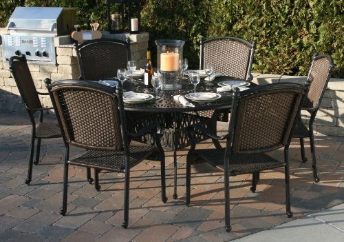 The Antolini Collection 6-Person All Weather Wicker Cast Aluminum Patio Furniture Dining Set product image