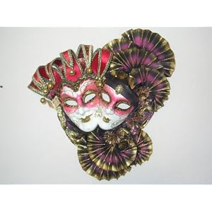 RED AND PURPLE VENETIAN JOLLY JOKER DOUBLE WALL MASK LA MASCHERA DEL GALEONE MASK