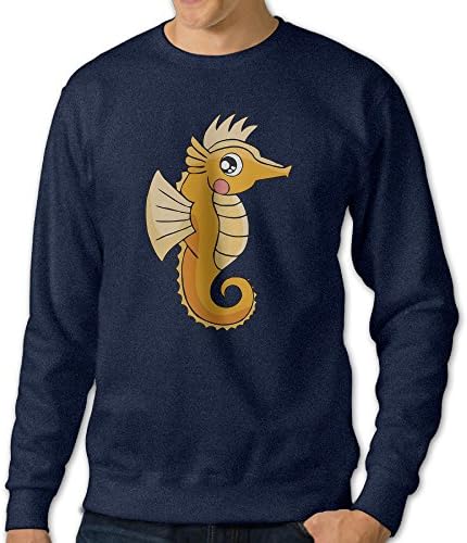 ReBorn Men's Crewneck Sea Horse Long Sleeve Tee Navy XXL