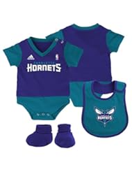 Sports: NBA Charlotte Hornets Infant "Lil Jersey" Creeper, Bib, & Bootie Set, Purple, 12 Months - Outerstuff/Adidas Licensed Youth Apparel