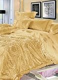4-pc Comfortable Apricot Imitated Silk Duvet Cover Bedding Set - King Size
