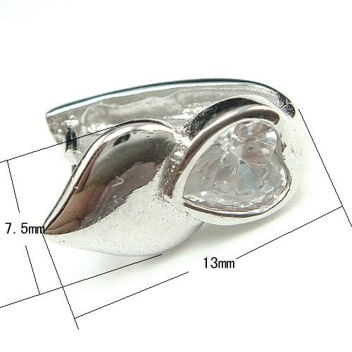 S925 Rhinestone Sterling Silver Fashion Double Heart Pinch Clips Bail Connectors Findings 7.5x13mm