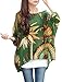 Allegra K Women's Scoop Neck Feather Chiffon Plus Size Blouse Batwing Top L Green