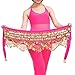 Wuchieal Women's Sweet Bellydance Hip Scarf with Gold Coins Skirts Wrap Noisy Dark Pink