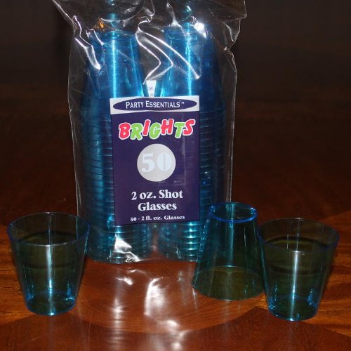 Disposable Colored Plastic Shot Cups - 2 oz: Pack of 50 Cups - Blue