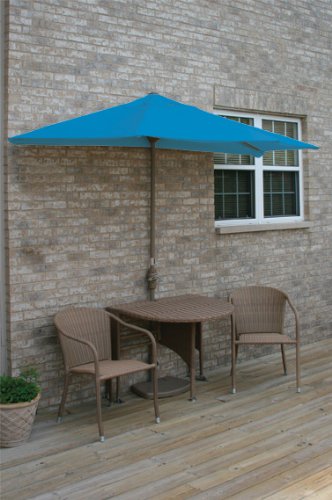 TERRACE MATES 36" ADENA All Weather Wicker in Coffee Color 7.5 Ft. Blue Olefin Set