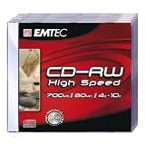 EMTEC 700 MB 4-10x CD-RW, EKOR80510JC Jewel Cases (5-Disc Spindle, Silver)