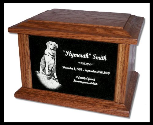 Pet Cremation Urn Memorial Custom Marker Dog -- for Pets up to 130 Lbs.