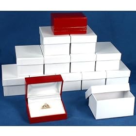 12 Double Ring Gift Boxes Wide Red Leather Case Display