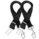 Aodoor Pet Dog Cat Car Safety Seat Belt Lead Restraint Harness Adjustable Safety Harness for Car Vechle Black 18-27.5 Inch 2 Pack