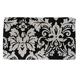 Baroque Style Coir Door Mat - Black / Natural