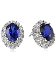 Sterling Silver Created Blue Sapphire and Created White Sapphire Earrings