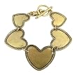 Bracelet - B130 - Designer Inspired Heart Link ~ Antique Gold Tone Metal