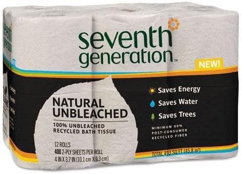 SEV Natural Unbleached 100% Recycled Bath Tissue, 2-Ply, 400 Sheets/Roll, 12/Pack (13735PK)