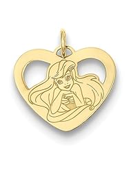Disney Collection - .925 Sterling Silver Gold Plated Disney Ariel Heart Charm