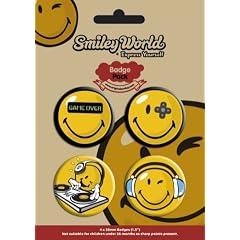 Smileys - Games Und Musik, 4 X 38mm Buttons Button Pack (15 x 10cm)