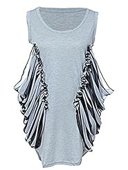 Chiffon Striped Print Scoop Neck Sleeveless  Dress