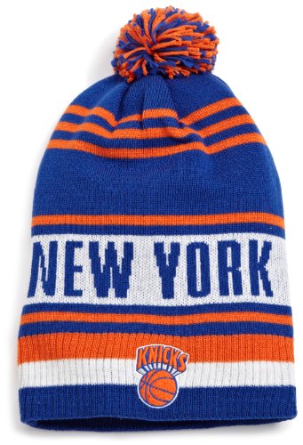 NBA Men's Classic Teams Pom Knit Hat - Kf09Z, New York Knicks, Blue/White/Orange, One Size , New York Knicks , Blue /Orange