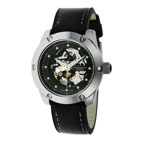 Android Men's Antigravity Automatic Tungsten Skeleton Leather Strap Watch