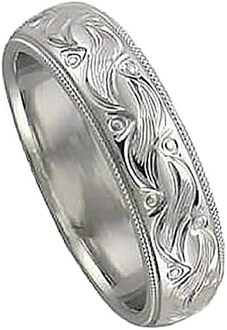 6 Millimeters 18Kt Comfort Fit Wedding Ring with Handcarved Design