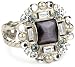 Sorrelli “Pewter” Crystal and Opaque Silver-Tone Adjustable Ring