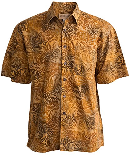 Autumn Gold Tropical Hawaiian Cotton Shirt By Johari West