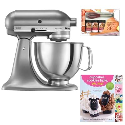 KitchenAid KSM150 Artisan 5-Qt. Tilt-Head Stand Mixer Contour (Silver) with Accessory Bundle