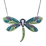Carnevale Sterling Silver Dragonfly Made with Swarovski Elements Pendant Necklace, 18