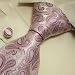 S3007 Designer Hand Made Silver Pink Paisleys Pattern Necktie Cufflinks Set Ties for ...
