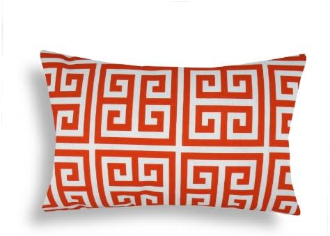 Domusworks Greek Key Lumbar Pillow, Orange