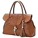 ABBEY Brown Clasp Lock Tassel Soft Leatherette Office Tote Briefcase Satchel Tote Bag Handbag Purse