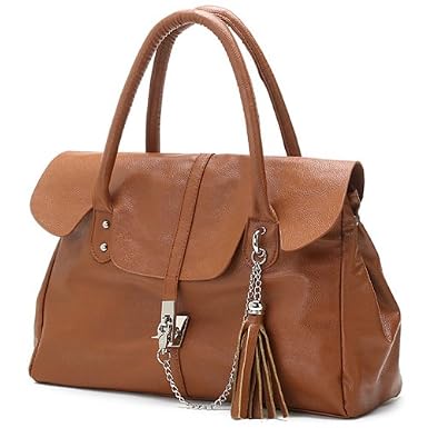 Tassel Leatherette Briefcase Satchel Handbag